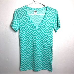 Pink VS blue white top tee lounge s zig zag aztec